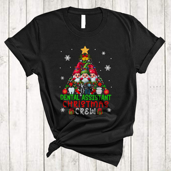 MacnyStore - Dental Assistant Christmas Crew, Awesome Cute Gnomes Christmas Tree, Matching X-mas Group T-Shirt