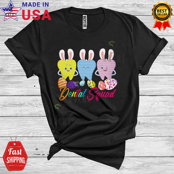 MacnyStore - Dental Squad Cool Cute Easter Day Colorful Plaid Tooth Dental Squad Dental Assistant Bunny Lover T-Shirt