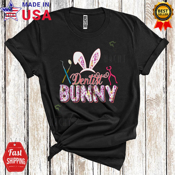 MacnyStore - Dentist Bunny Cool Happy Easter Day Leopard Bunny Lover Matching Dentist Group T-Shirt