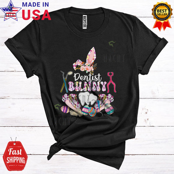 MacnyStore - Dentist Bunny Cute Floral Easter Day Leopard Bunny Lover Matching Family Group T-Shirt