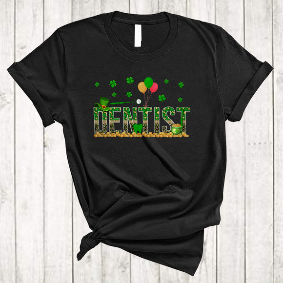 MacnyStore - Dentist, Awesome St. Patrick's Day Leopard Shamrocks, Matching Girls Women Family Group T-Shirt