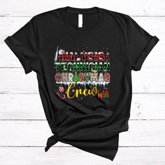 MacnyStore - Dialysis Technician Christmas Crew, Cool Plaid Dialysis Technician Nurse Techs, Christmas Group T-Shirt