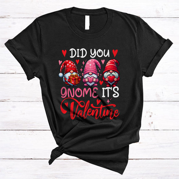 MacnyStore - Did You Gnome It's Valentine, Adorable Valentine's Day Three Gnomes Gnomies, Hearts Couple T-Shirt