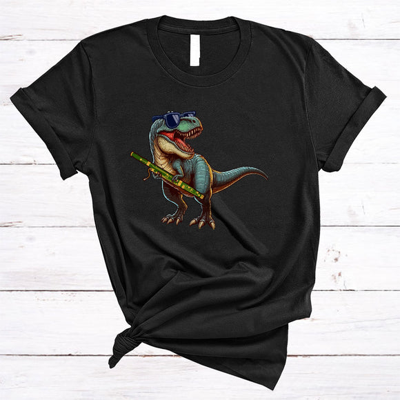 MacnyStore - Dinosaur Playing Bassoon, Humorous T-Rex Playing Musical Instruments, T-Rex Dinosaur Lover T-Shirt
