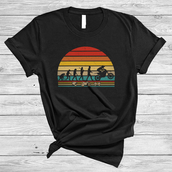 MacnyStore - Dirt Bike Evolution, Awesome Vintage Retro Dirt Bike Riding Lover, Matching Family Group T-Shirt