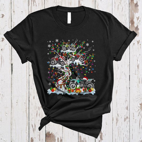 MacnyStore - Dirt Bike On Christmas Tree, Wonderful X-mas Snow Around, Santa Motocross X-mas T-Shirt