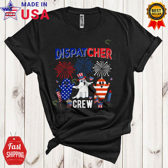 MacnyStore - Dispatcher Crew Cool Cute 4th Of July Firework American Flag Fireworks Boo Ghost Patriotic T-Shirt