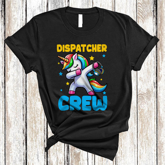 MacnyStore - Dispatcher Crew, Adorable Dabbing Unicorn Lover, Matching Friends Family Group T-Shirt