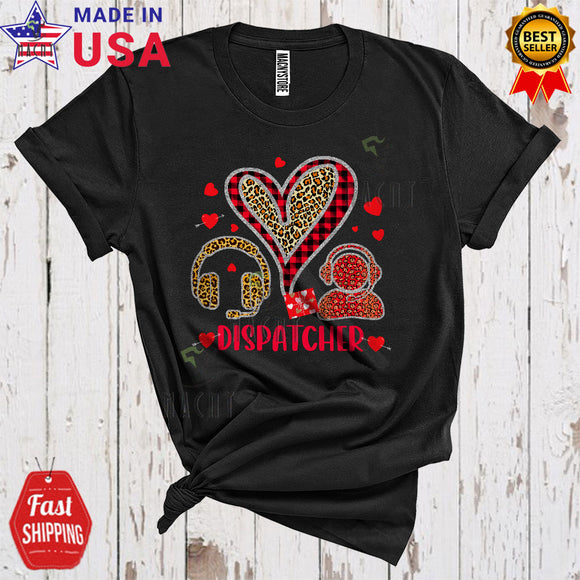 MacnyStore - Dispatcher Cute Cool Valentine's Day Leopard Plaid Heart Shape Books Apple Lover Matching Group T-Shirt