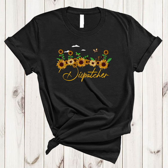 MacnyStore - Dispatcher, Adorable Sunflowers Butterfly Matching Dispatcher Group, Floral Flowers Family T-Shirt