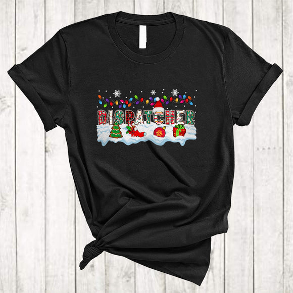MacnyStore - Dispatcher, Amazing Christmas Lights Santa Dispatcher Lover, Snow Around X-mas Group T-Shirt
