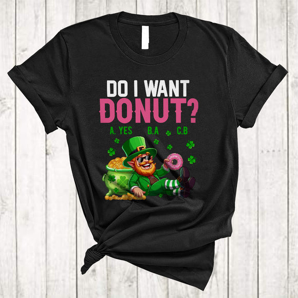 MacnyStore - Do I Want Donut, Cheerful St. Patrick's Day Donut Lover, Shamrock Matching Family Group T-Shirt