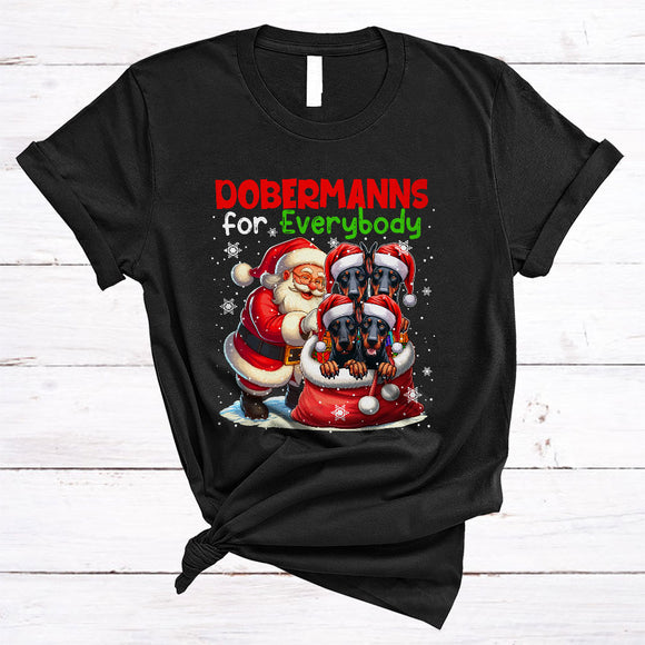 MacnyStore - Dobermanns For Everybody, Joyful Christmas Dobermann In Santa Bag, X-mas Family Group T-Shirt