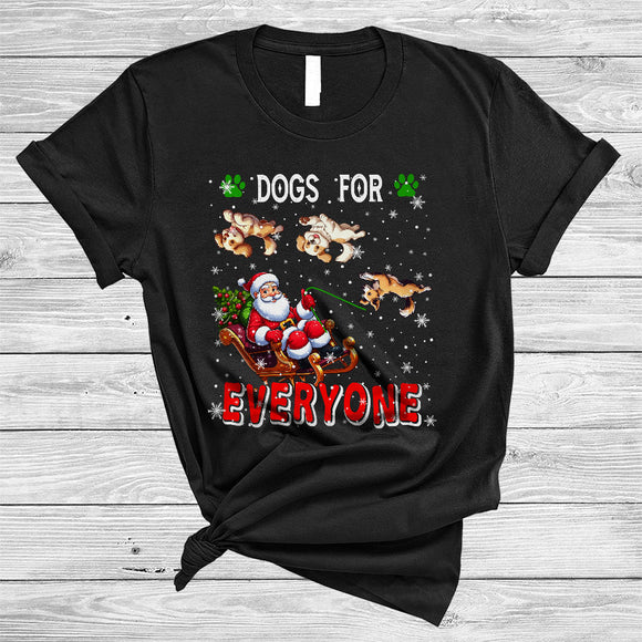 MacnyStore - Dogs For Everyone, Adorable Christmas Santa Claus Riding Puppies, X-mas Santa Sleigh T-Shirt