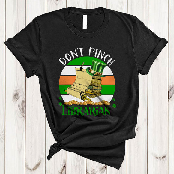 MacnyStore - Don't Pinch Librarian, Sarcastic St. Patrick's Day Retro Green Irish Hat, Family Group T-Shirt