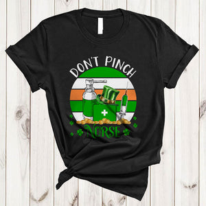 MacnyStore - Don't Pinch Nurse, Sarcastic St. Patrick's Day Retro Green Irish Hat, Family Group T-Shirt