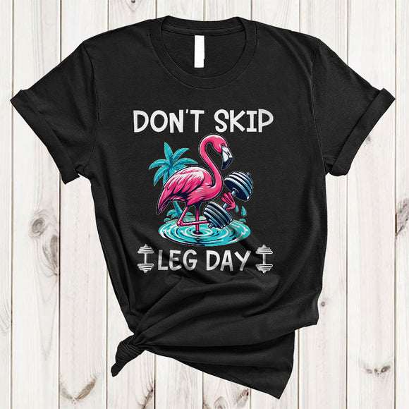 MacnyStore - Don't Skip Leg Day, Humorous Cute Flamingo Lover, Matching Gym Fitness Workout Lover T-Shirt