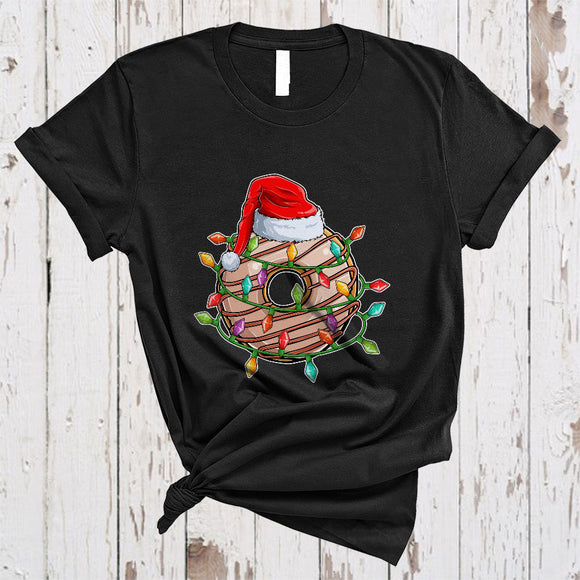 MacnyStore - Donut Wearing Santa Hat, Lovely Cool Christmas Lights Donut Lover, X-mas Family Group T-Shirt