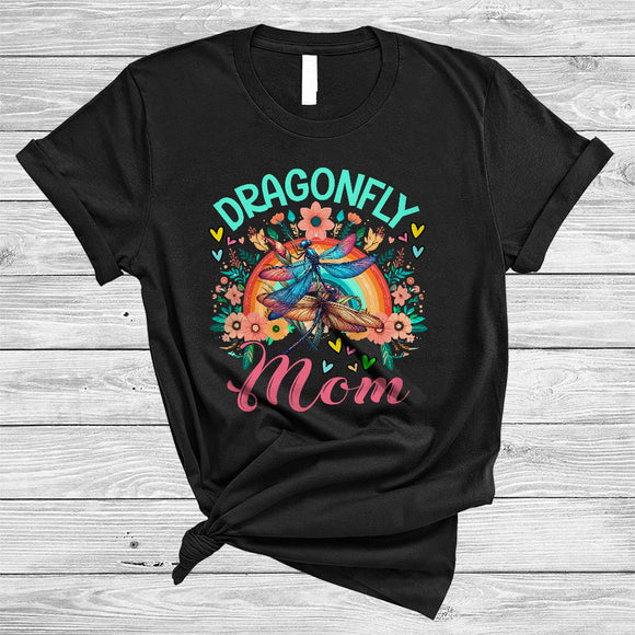 MacnyStore - Dragonfly Mom, Wonderful Mother's Day Flowers Rainbow, Insect Animal Lover Matching Family T-Shirt