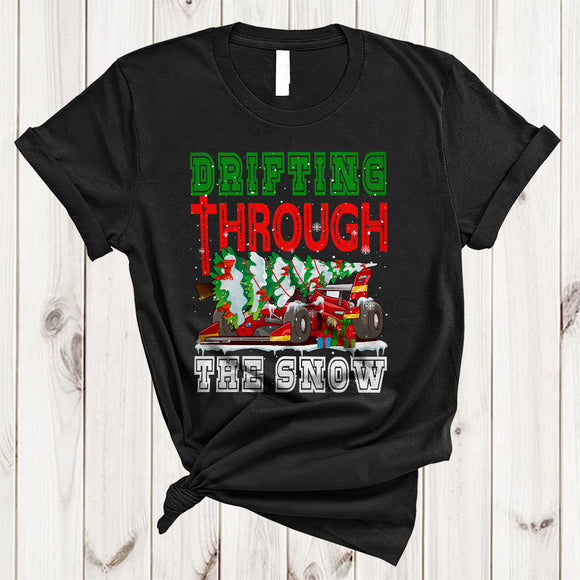 MacnyStore - Drifting Through The Snow, Wonderful Christmas Tree On Racing Car Lover, Racing Car X-mas T-Shirt