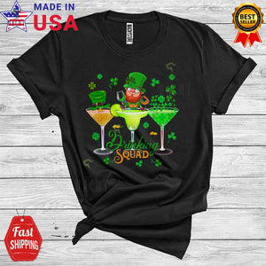 MacnyStore - Drinking Squad Cool Cute St. Patrick's Day Three Cocktail Glasses Leprechaun Drinking Drunk Team T-Shirt
