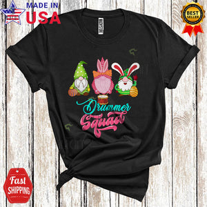 MacnyStore - Drummer Squad Cool Cute Easter Day Three Bunnies Hunting Eggs Matching Drummer Group T-Shirt