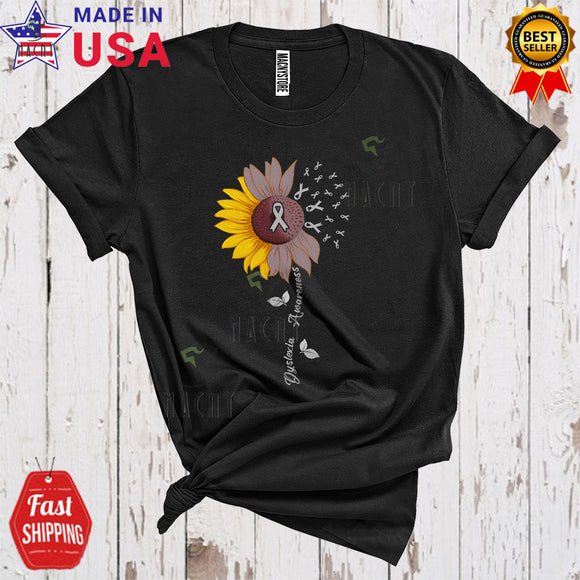 MacnyStore - Dyslexia Awareness Cool Proud Dyslexia Awareness Grey Ribbons Sunflower Family T-Shirt