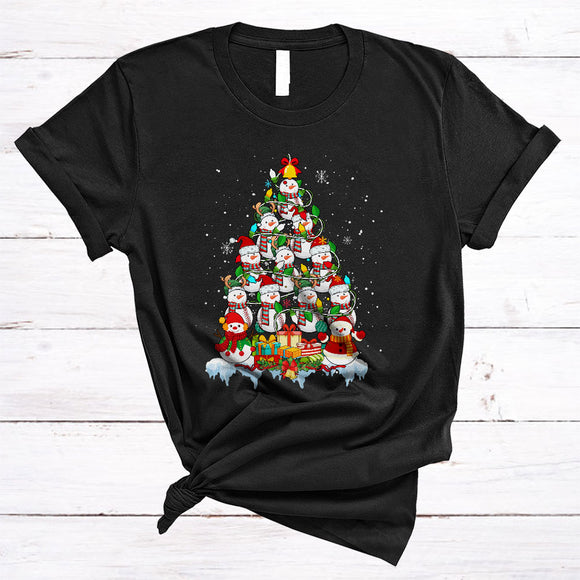 MacnyStore - ELF Reindeer Santa Baseball Snowman Christmas Tree Cute Xmas Lights Snowman Sport Baseball Player Team T-Shirt