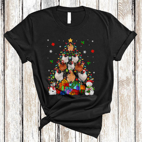 MacnyStore - ELF Reindeer Santa Chicken As Christmas Tree, Lovely X-mas Farm Animal Farmer, Snowman Snow T-Shirt