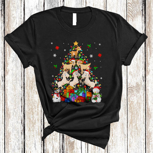 MacnyStore - ELF Reindeer Santa Goat As Christmas Tree, Lovely X-mas Farm Animal Farmer, Snowman Snow T-Shirt