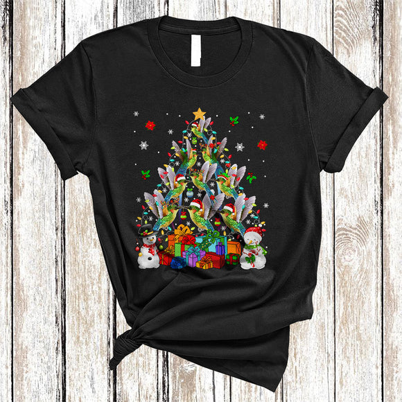 MacnyStore - ELF Reindeer Santa Hummingbird Bird As Christmas Tree, Lovely X-mas Bird Lover, Snowman Snow T-Shirt