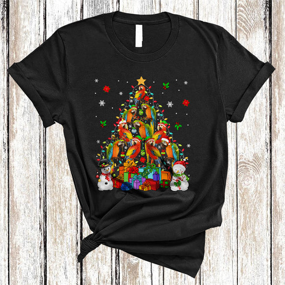 MacnyStore - ELF Reindeer Santa Macaw Bird As Christmas Tree, Lovely X-mas Bird Lover, Snowman Snow T-Shirt