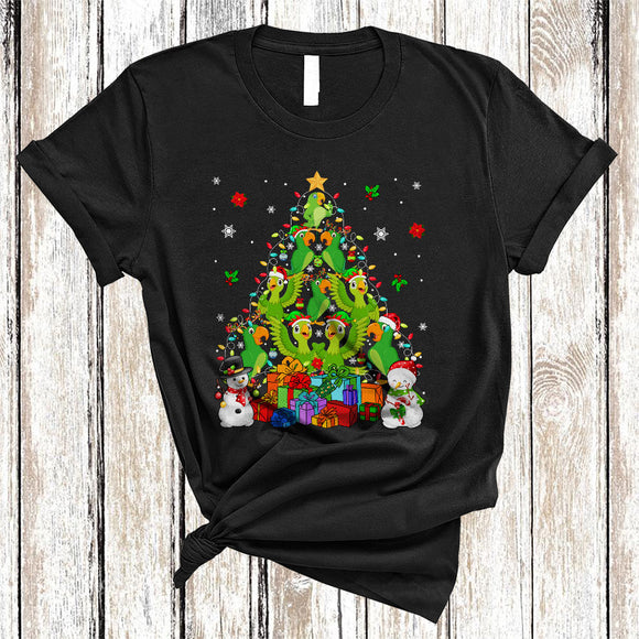MacnyStore - ELF Reindeer Santa Parrot Bird As Christmas Tree, Lovely X-mas Bird Lover, Snowman Snow T-Shirt