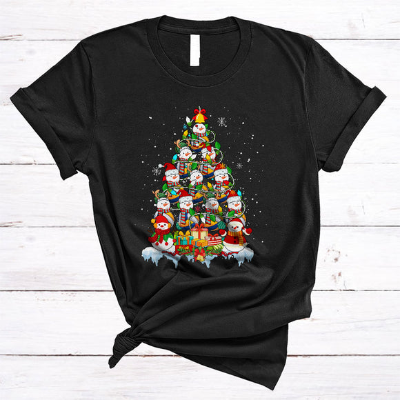 MacnyStore - ELF Reindeer Santa Volleyball Snowman Christmas Tree Cute Xmas Lights Snowman Sport Volleyball Player Team T-Shirt