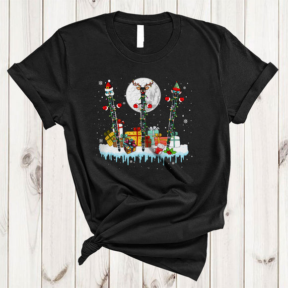 MacnyStore - ELF Santa Reindeer Flute, Cheerful Christmas Lights Flute Player, Snow Around X-mas Group T-Shirt
