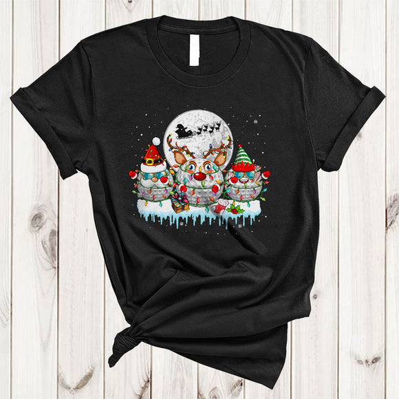 MacnyStore - ELF Santa Reindeer Golf, Cheerful Christmas Lights Golf Player, Snow Around X-mas Group T-Shirt