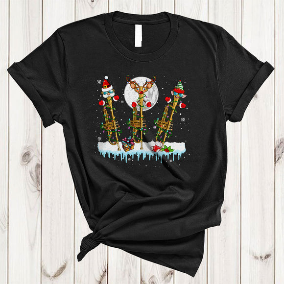MacnyStore - ELF Santa Reindeer Trumpet, Cheerful Christmas Lights Trumpet Player, Snow X-mas Group T-Shirt