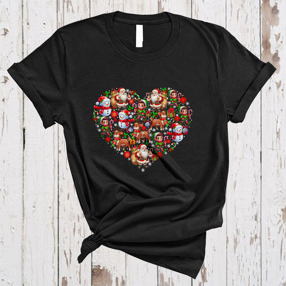 MacnyStore - ELF Santa Snowman Reindeer Heart Shape, Lovely Christmas Family Pajamas, X-mas Group T-Shirt