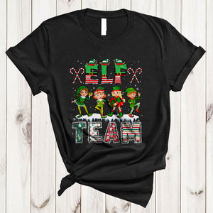 MacnyStore - ELF Team, Lovely Christmas Four ELF Snow Around, Matching X-mas Pajamas Family Group T-Shirt