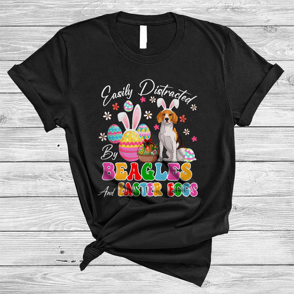 MacnyStore - Easily Distracted By Beagles And Easter Eggs, Awesome Easter Bunny Beagles, Egg Hunt Group T-Shirt