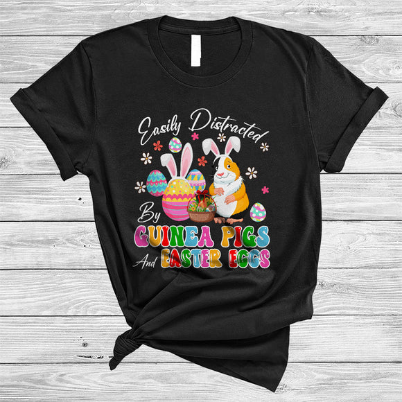 MacnyStore - Easily Distracted By Guinea Pigs And Easter Eggs, Awesome Easter Bunny Guinea Pigs, Egg Hunt Group T-Shirt