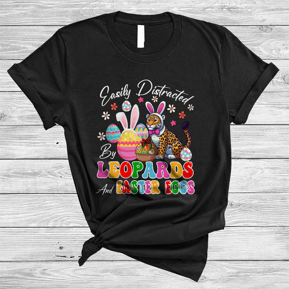 MacnyStore - Easily Distracted By Leopards And Easter Eggs, Awesome Easter Bunny Leopards, Egg Hunt Group T-Shirt