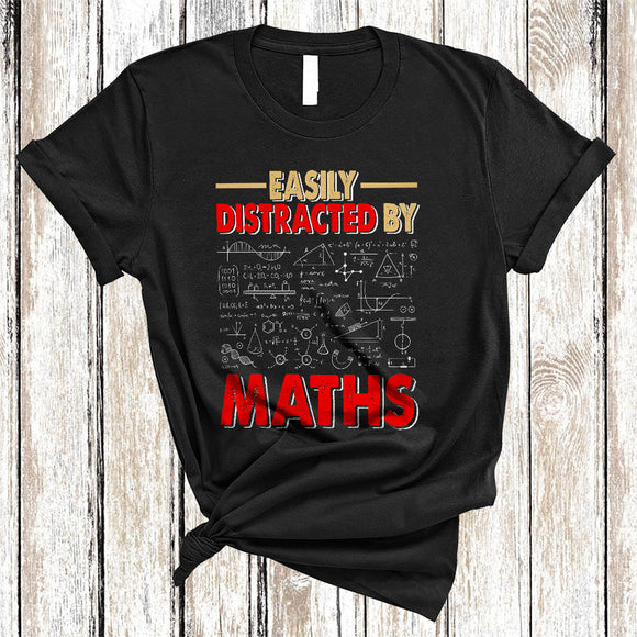 MacnyStore - Easily Distracted By Maths, Awesome Vintage Math Teacher, Matching Students Teacher Group T-Shirt