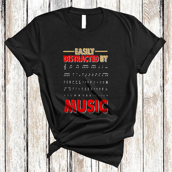 MacnyStore - Easily Distracted By Music, Awesome Vintage Music Teacher, Matching Students Teacher Group T-Shirt