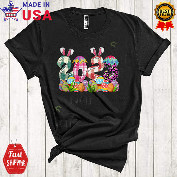 MacnyStore - Easter 2023 Cool Cute Easter Day 2023 Plaid Leopard Matching Easter Egg Hunting Lover T-Shirt