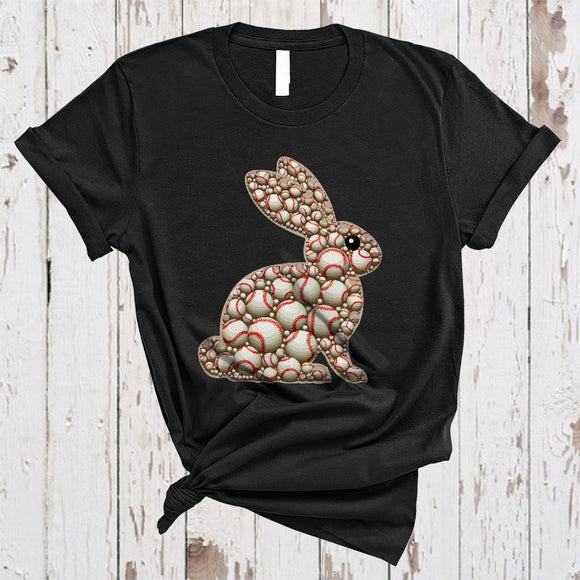 MacnyStore - Easter Baseball Bunny Shape, Awesome Easter Day Bunny Baseball Player Team, Sport Playing T-Shirt