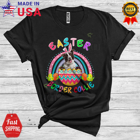 MacnyStore - Easter Border Collie Cool Cute Easter Day Bunny Border Collie In Easter Egg Rainbow Lover T-Shirt