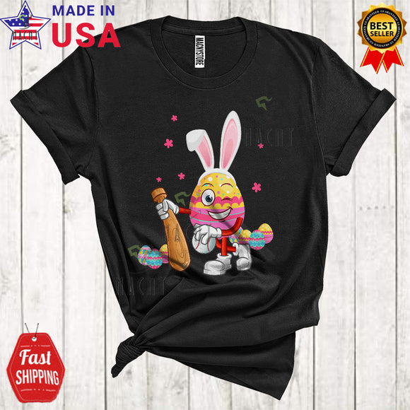 MacnyStore - Easter Bunny Egg Playing Baseball Cool Cute Easter Day Egg Hunt Sport Playing Player Team T-Shirt