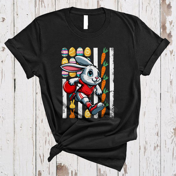 MacnyStore - Easter Bunny Playing Bowling, Amazing Easter Day US Flag Eggs Hunt, Sport Player Team T-Shirt