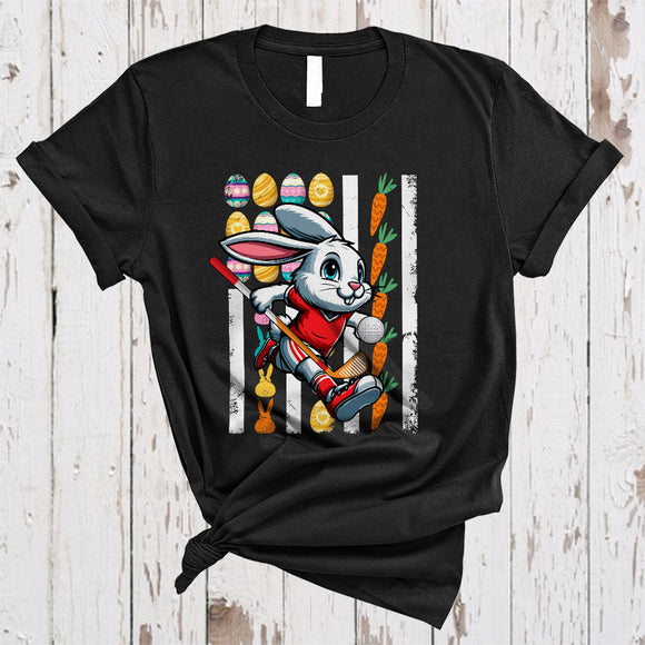 MacnyStore - Easter Bunny Playing Golf, Amazing Easter Day US Flag Eggs Hunt, Sport Player Team T-Shirt